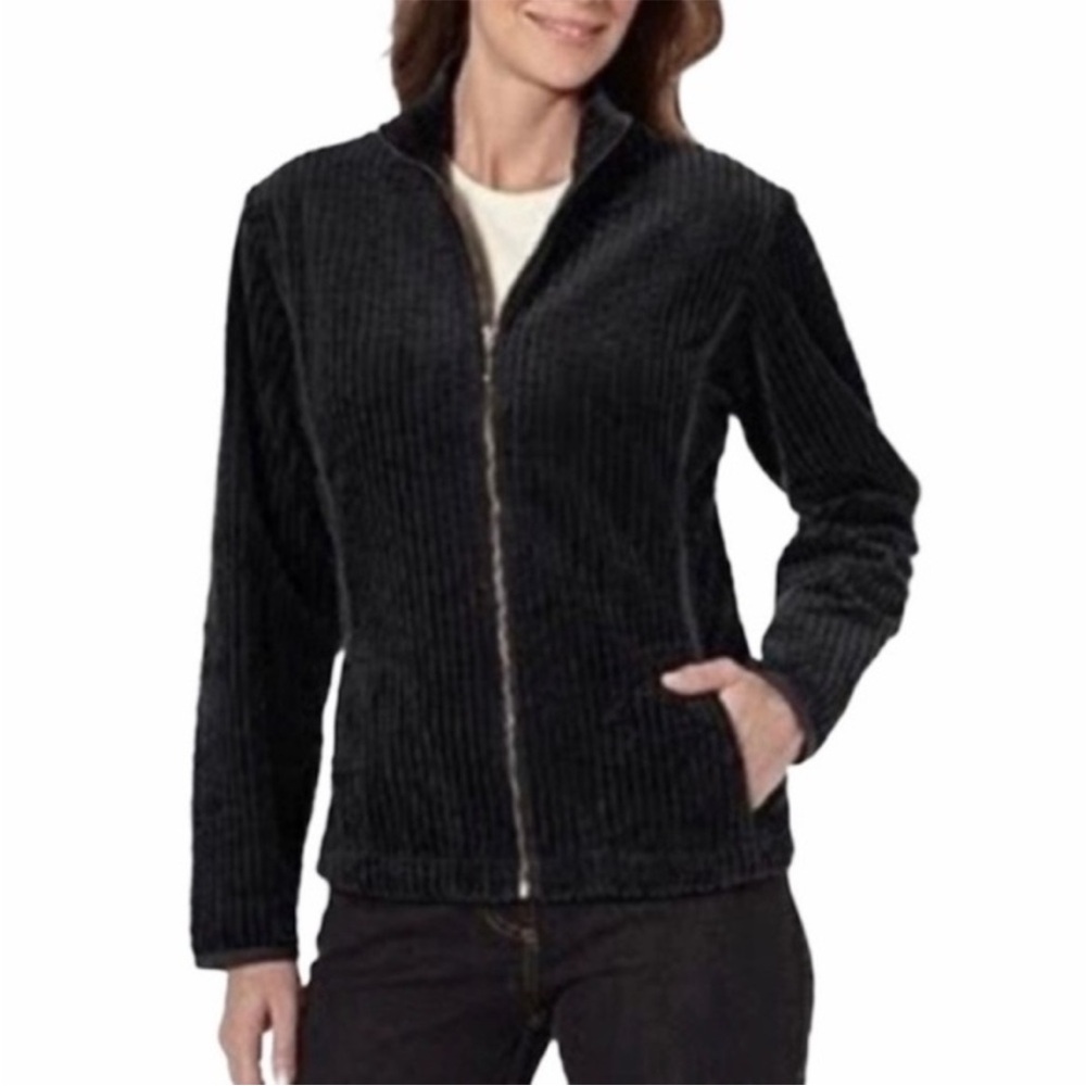 WOOLRICH Women's Kinsdale Black Wide Wale Corduroy Zip Front Jacket 2291 Sz M